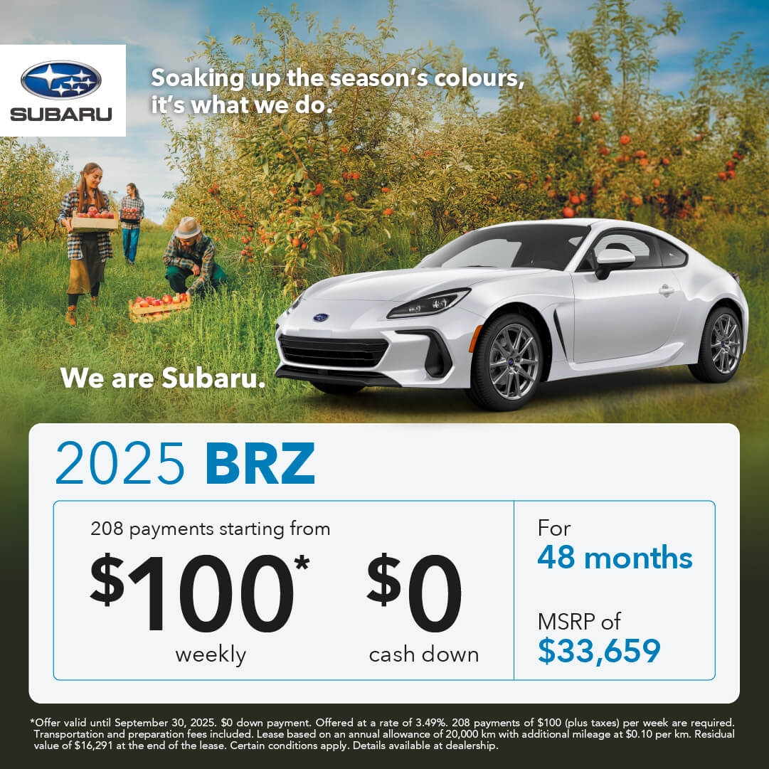 Desjardins Subaru's Monthly Special on the Subaru BRZ