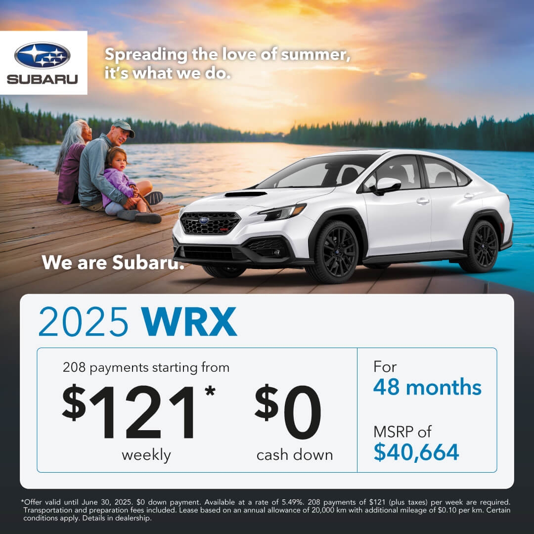 Desjardins Subaru's Monthly Special on the Subaru WRX