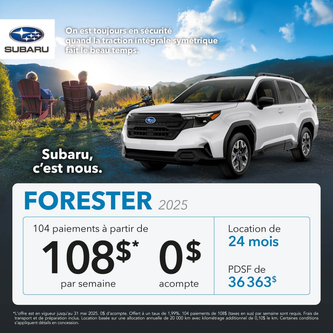 Promotion du mois pour la Subaru Forester chez Desjardins Subaru