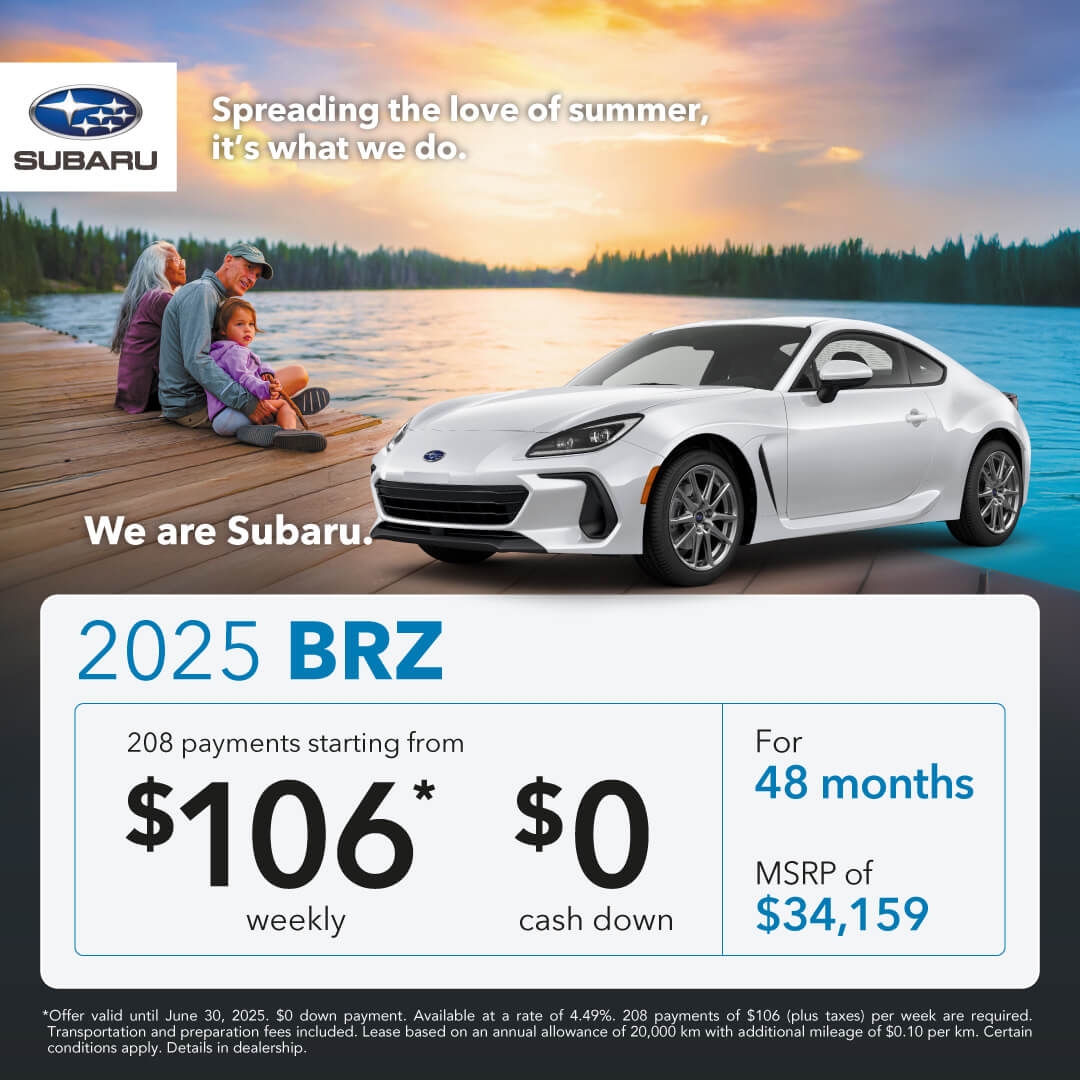 Desjardins Subaru's Monthly Special on the Subaru BRZ
