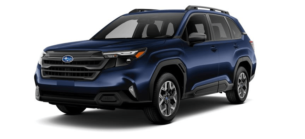 Vue 3/4 avant et latérale du Subaru Forester 2025